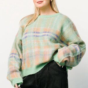 Baltic Born Green Sweater Plaid NWT Oversized Pullover Women 1X XXL